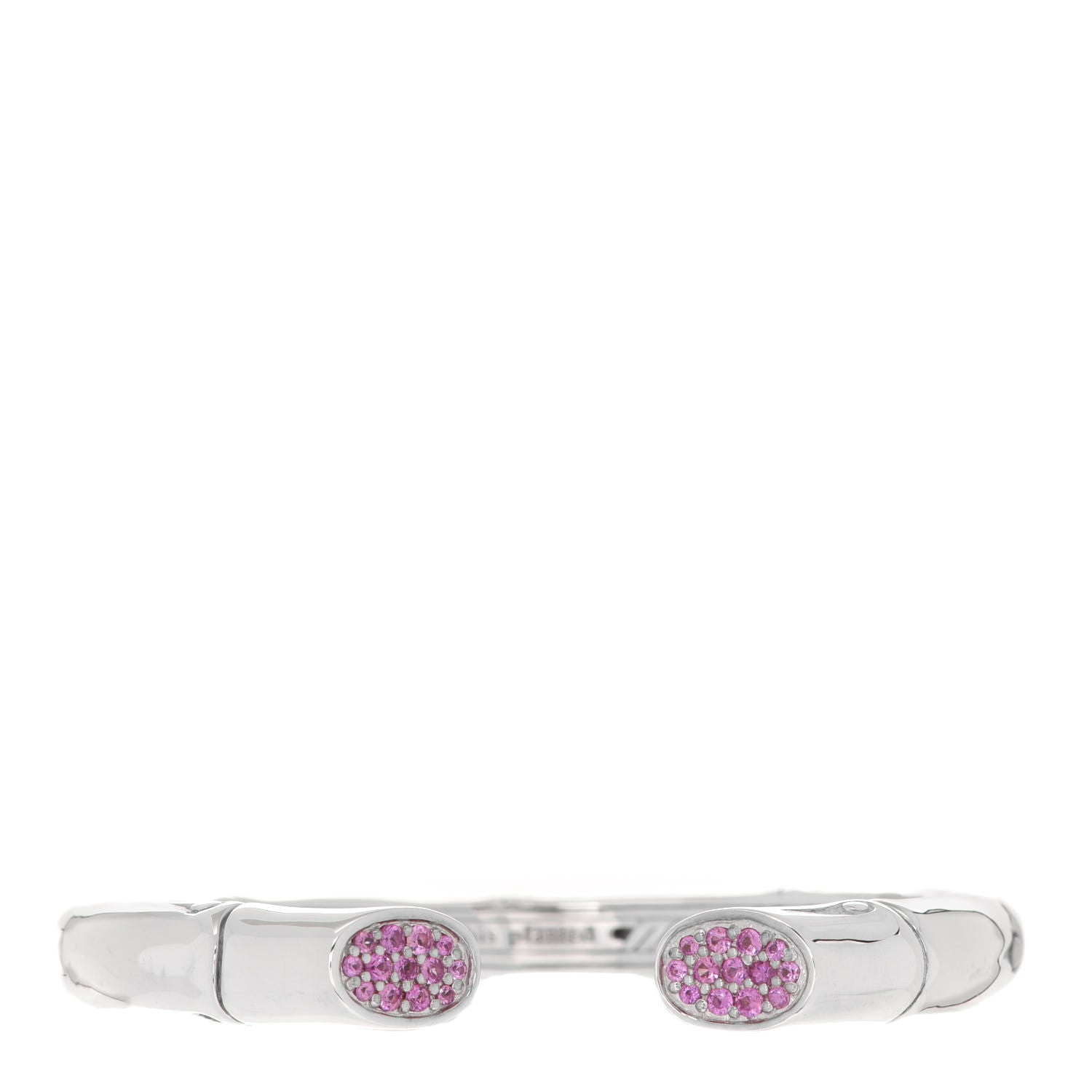 John Hardy Sterling Silver Pink Sapphire Bamboo Kick Cuff Bracelet 3 of 5