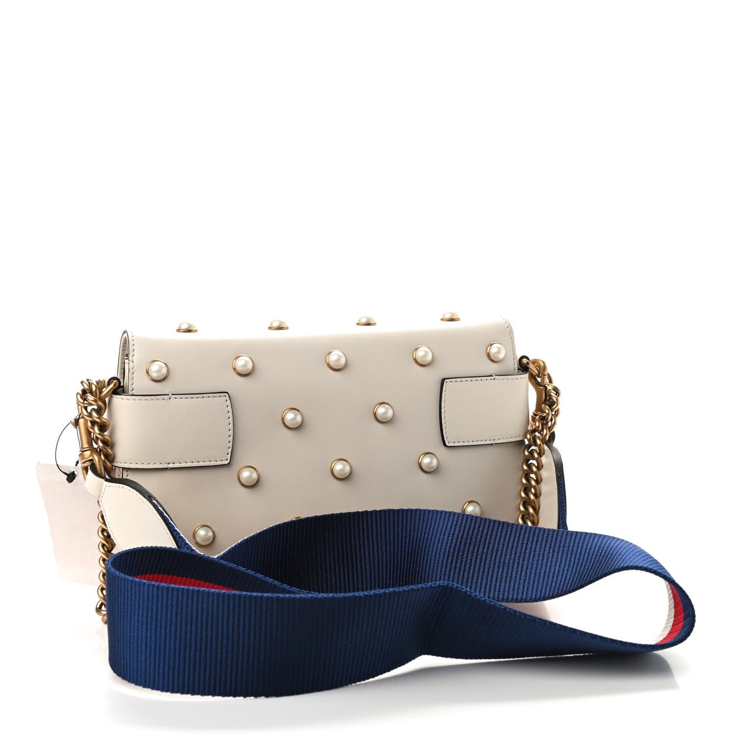 Nappa Pearl Studded Mini Queen Margaret Broadway Shoulder Bag Mystic White
