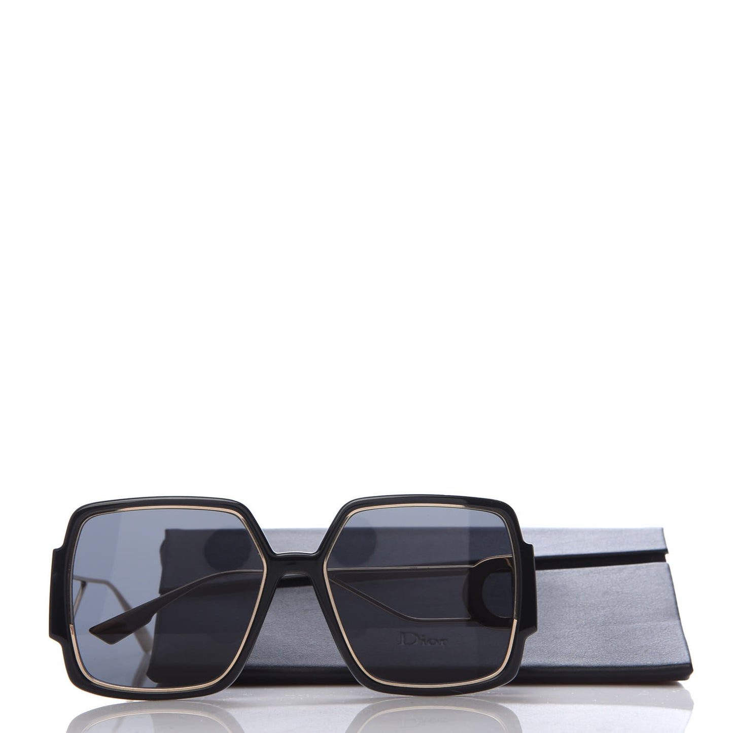Rectangular 30 Montaigne 1 Sunglasses Black Gold