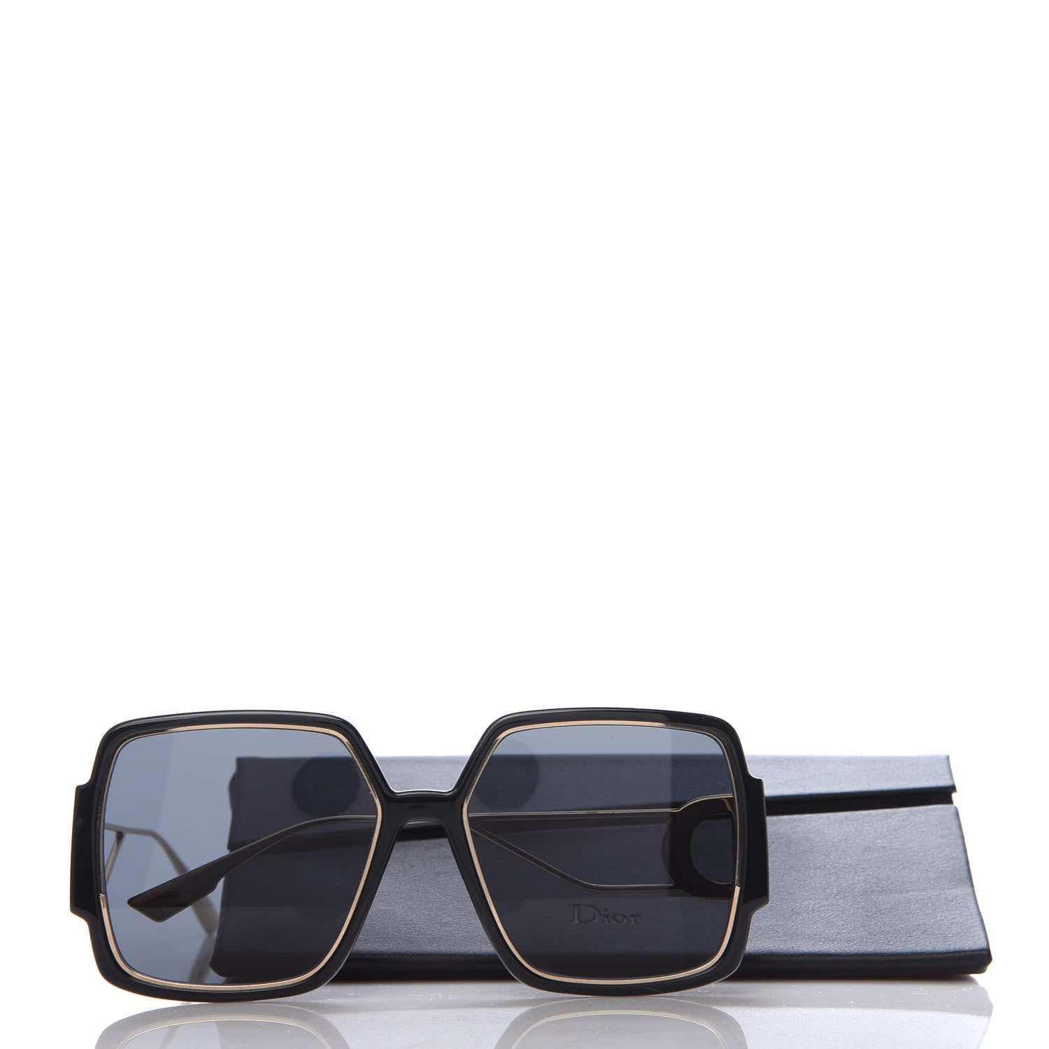 Christian Dior Rectangular 30 Montaigne 1 Sunglasses Black Gold 7 of 7