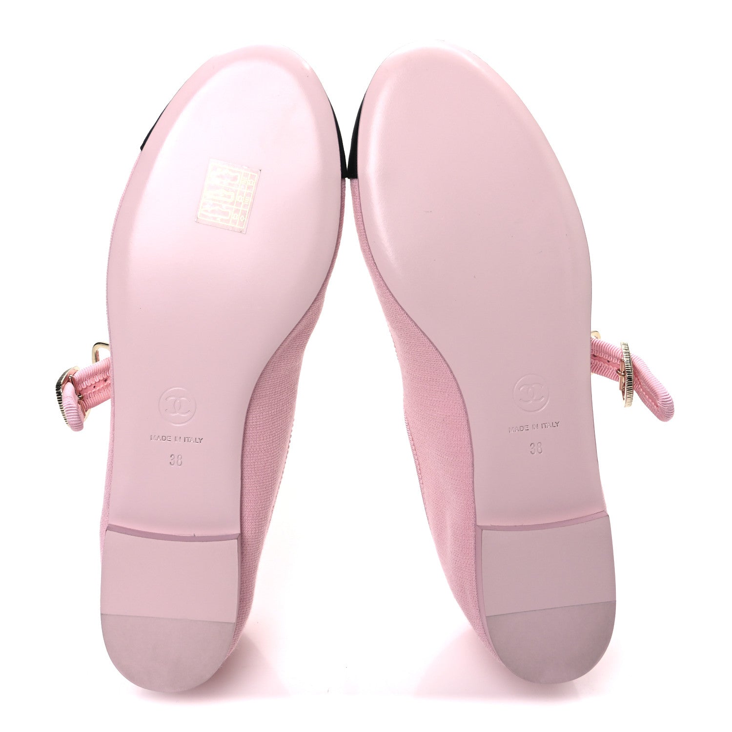 Chanel Fabric Grosgrain Mary Jane Flats 38 Light Pink Black 7 of 11