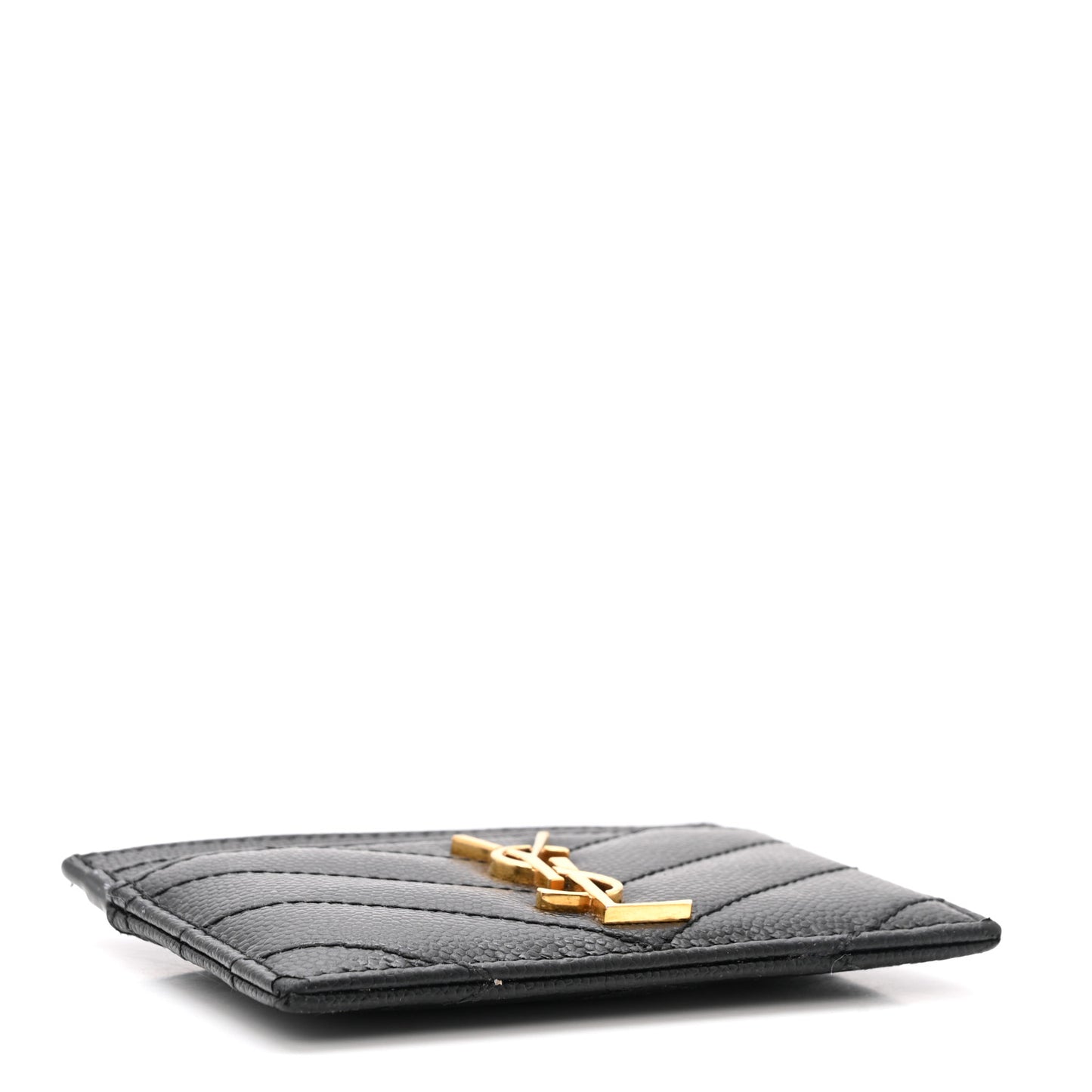 Grain De Poudre Matelasse Chevron Monogram Credit Card Case Black