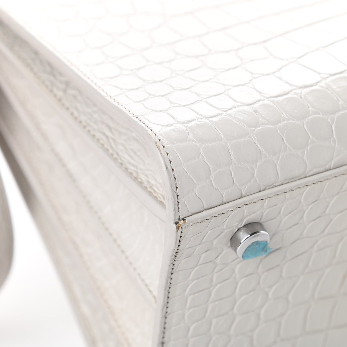 Calfskin Crocodile Embossed Small Sac De Jour White Souffle