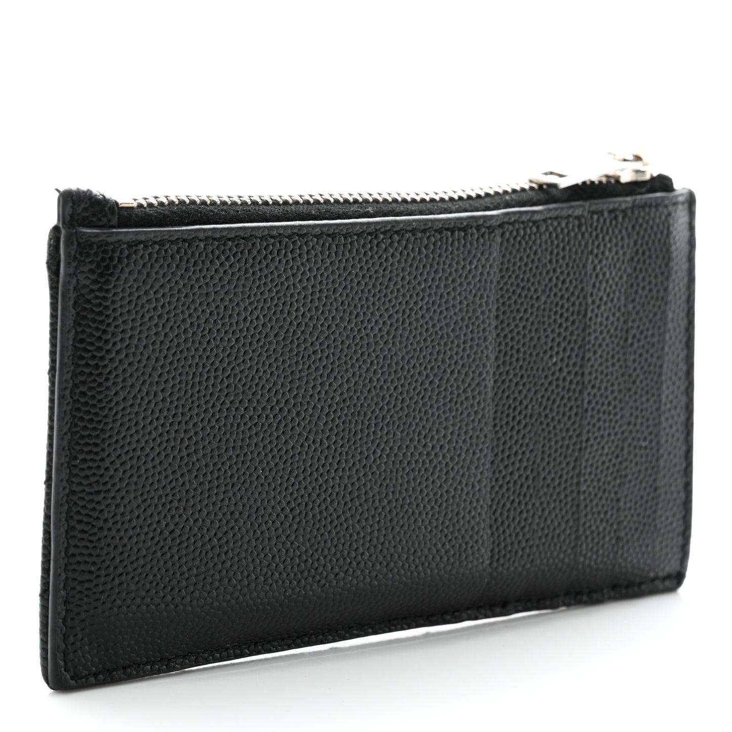 Grain De Poudre Matelasse Chevron Monogram Fragments Zippered Card Case Black