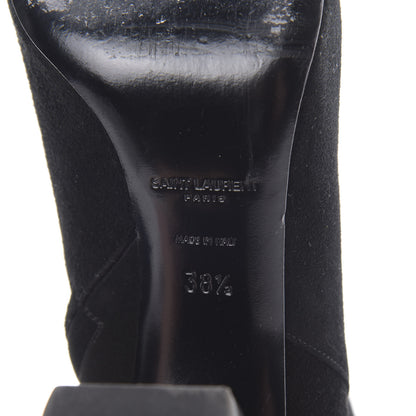 Saint Laurent Suede Loulou Ankle 95 Zip Boot 38.5 Black 7 of 10