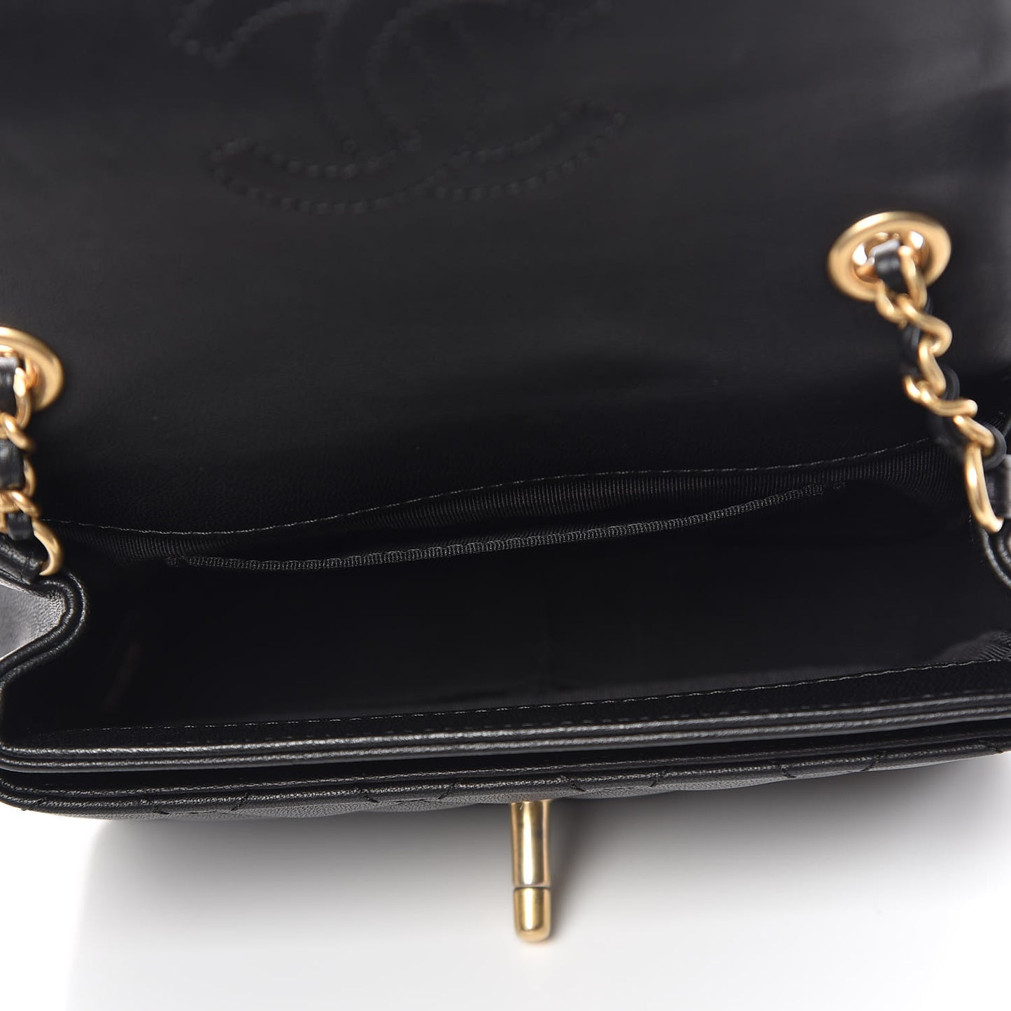 Lambskin Quilted Small Camellia Flower Flap Black