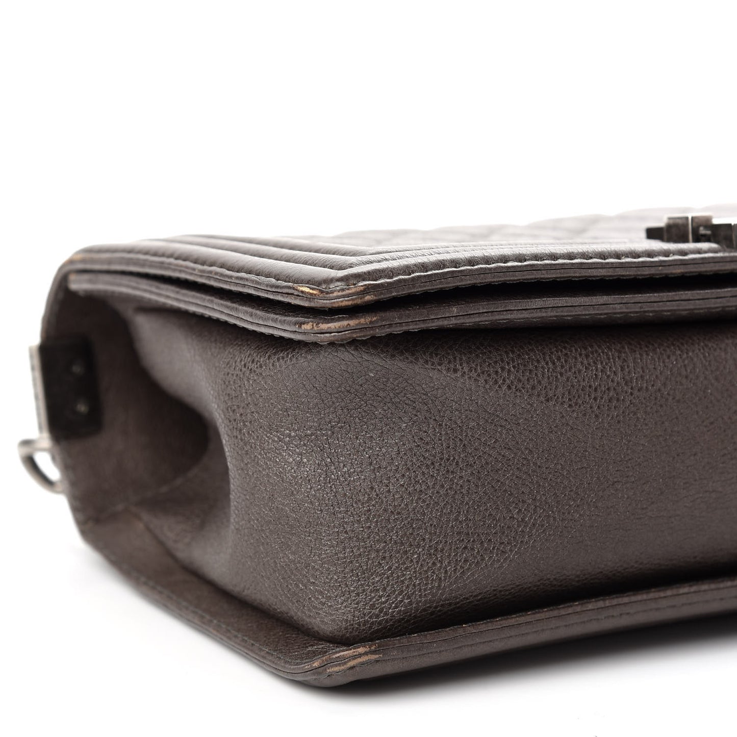 Metallic Calfskin Quilted Medium Boy Flap Dark Silver