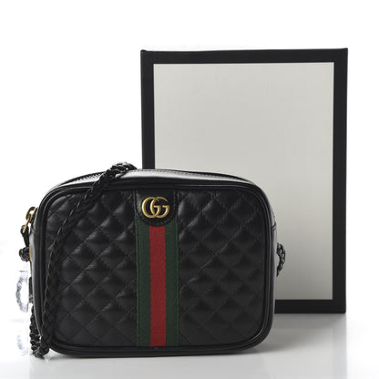 Gucci Calfskin Trapuntata Web Mini GG Shoulder Bag Black 10 of 10