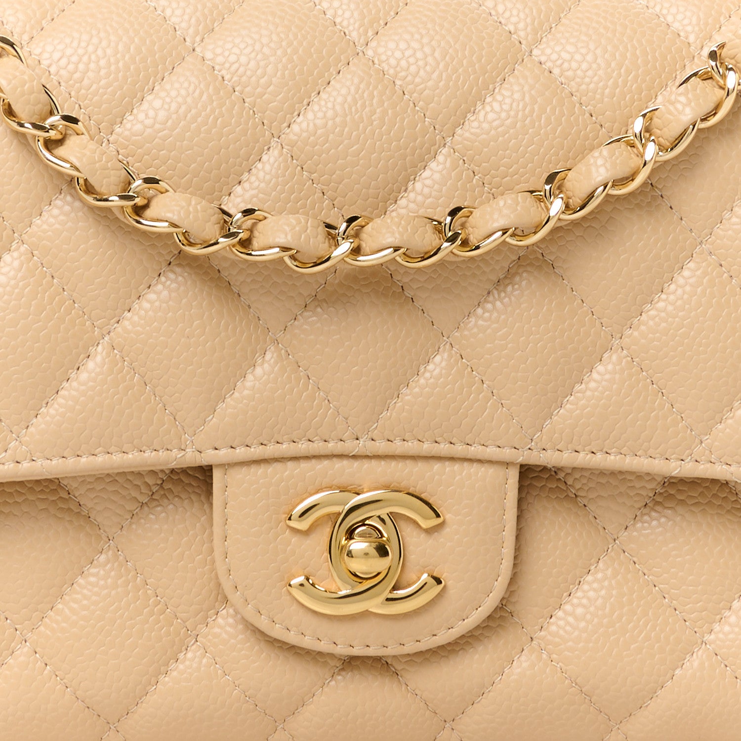 Chanel Caviar Quilted Medium Double Flap Beige 9 of 11