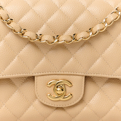 Chanel Caviar Quilted Medium Double Flap Beige 9 of 11
