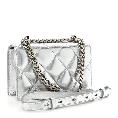 Alexander McQueen Metallic Lambskin Quilted Knuckle Shoulder Bag Silver 3 of 10