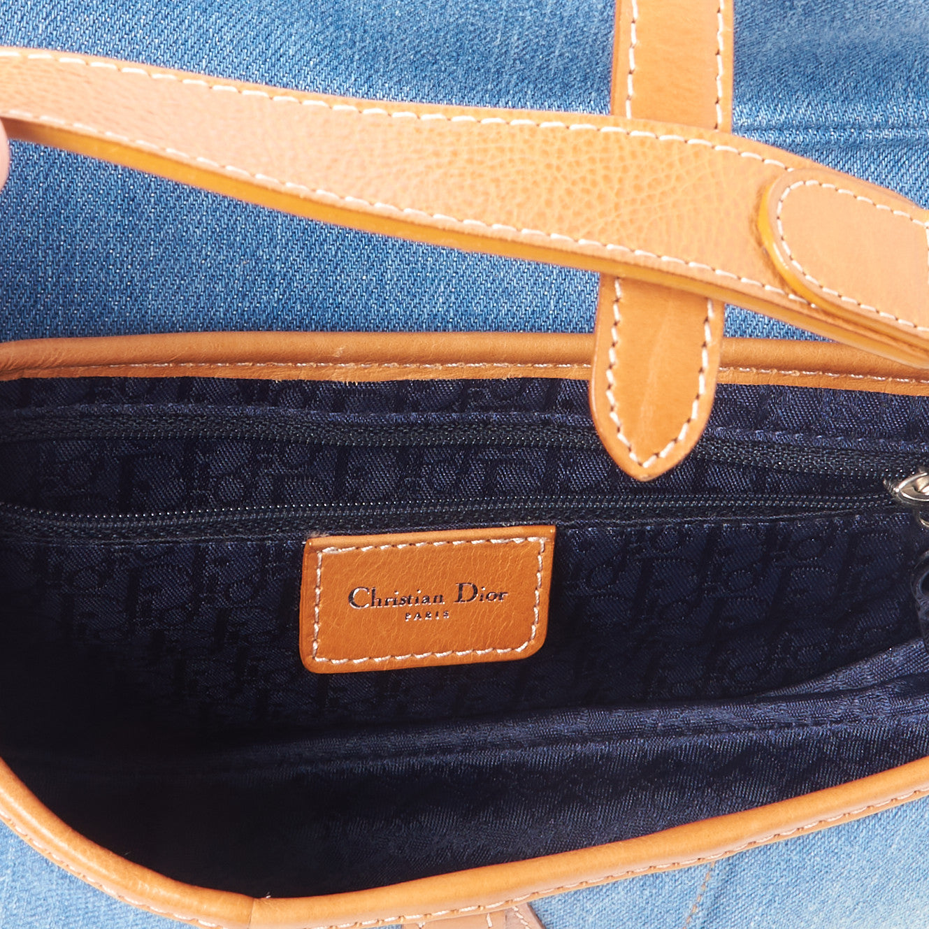 Denim Embroidered Saddle Bag Blue
