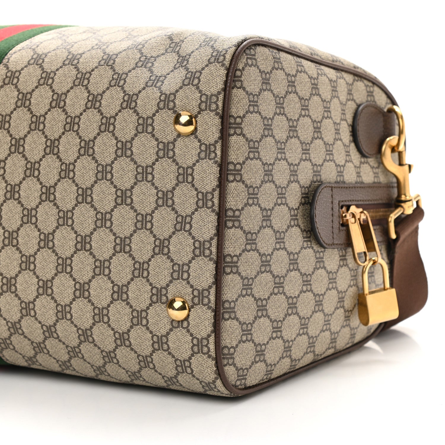 Gucci X BALENCIAGA BB Supreme Monogram Web Medium Ophidia Carry-On Duffle Bag Beige New Acero 9 of 9