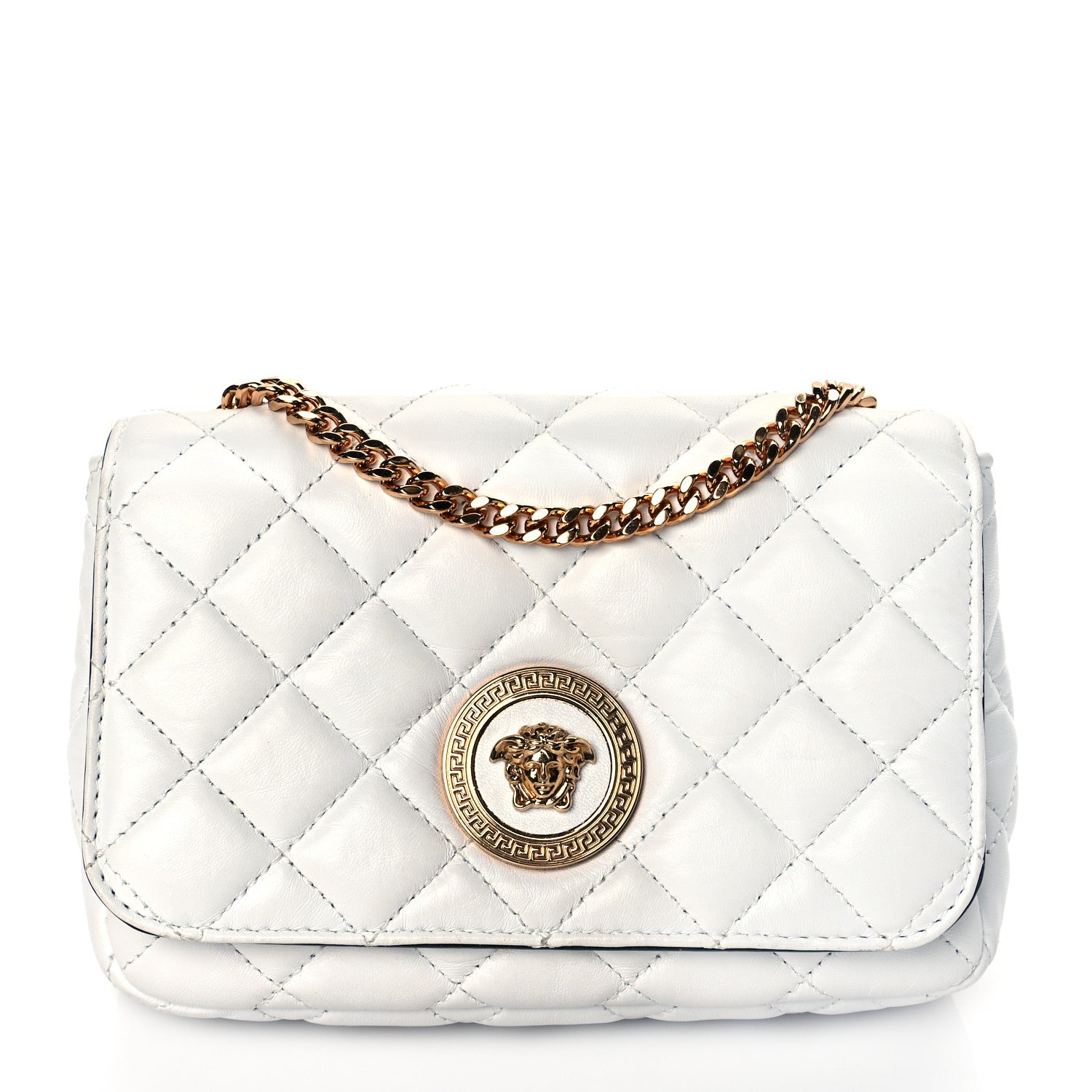 Versace Nappa Quilted Small Medusa Chain Crossbody White 1 of 10