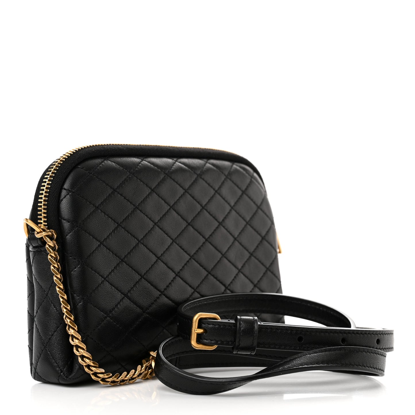 Lambskin Quilted Gaby Zipped Pouch Black