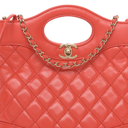 Chanel Shiny Lambskin Quilted Mini 31 Shopping Bag Orange 8 of 11