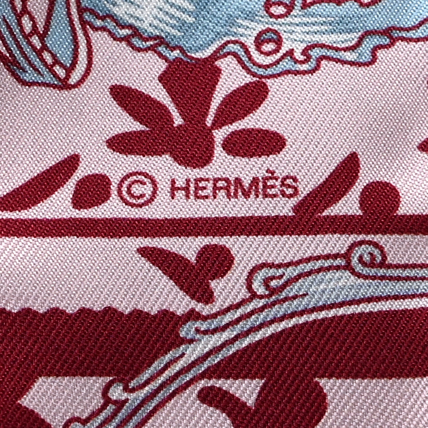 Hermes Silk Etriers Remix Twilly Rose Pale Bordeaux 3 of 4