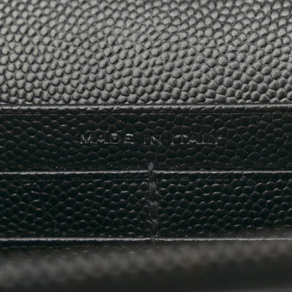 Saint Laurent Grain De Poudre Matelasse Chevron Monogram Monochrome Chain Wallet Black 7 of 11