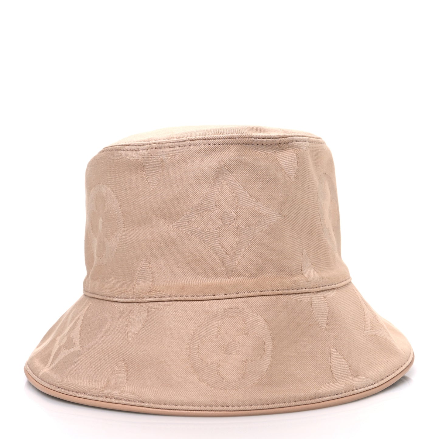 Cotton Monogram Flower Tile Reversible Bucket Hat Beige
