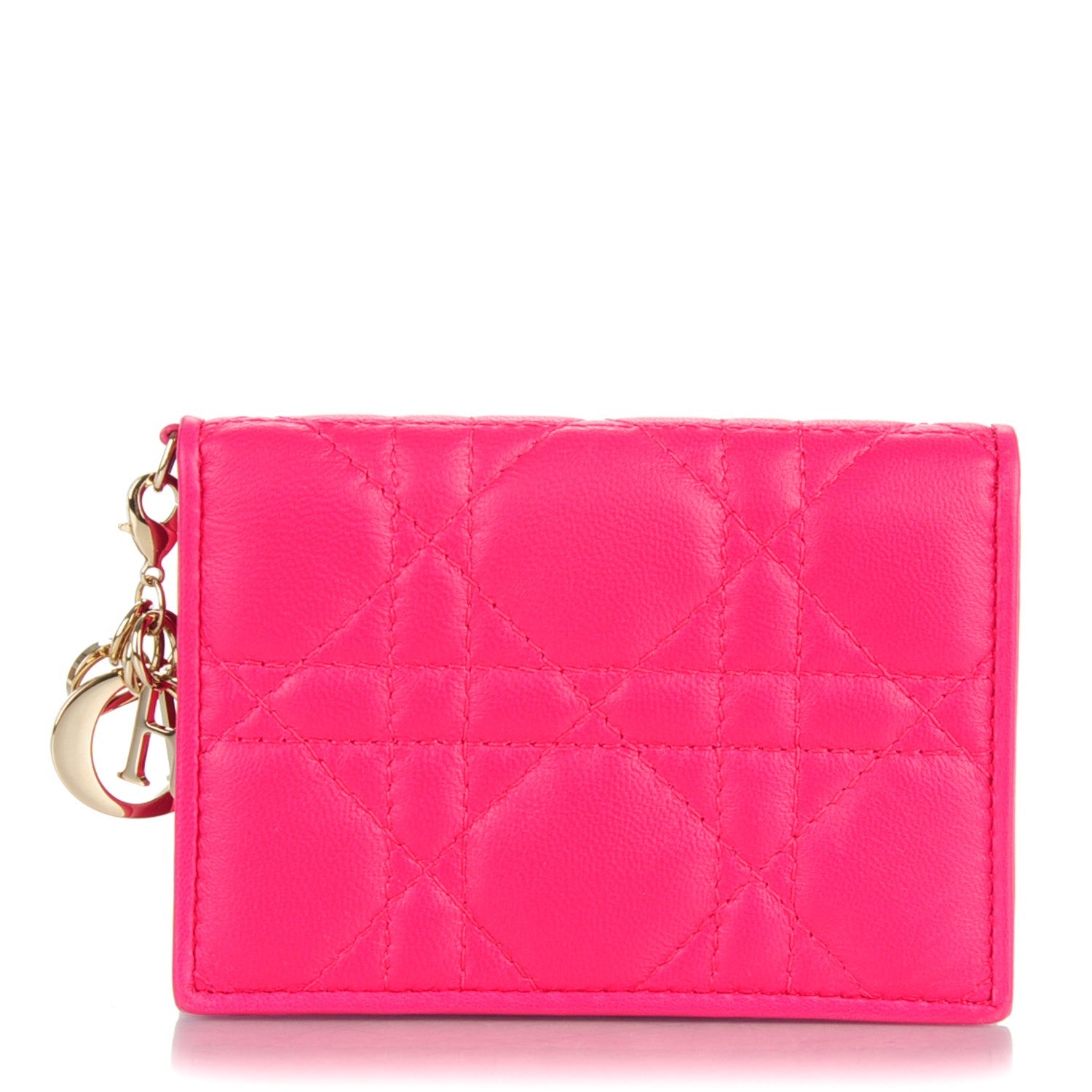 Christian Dior Lambskin Cannage Small Lady Dior Flap Card Holder Pink 1 of 8
