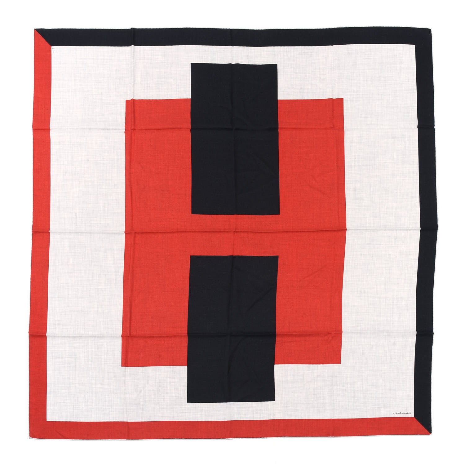 Hermes Cashmere Silk Encadre H Passant Giant Scarf 140 Gris Chine Rouge Black 1 of 4