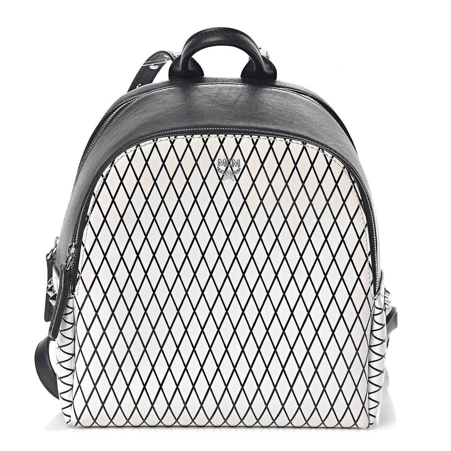 Calfskin Polke Stud Rombi Mini Duchess Backpack White Black