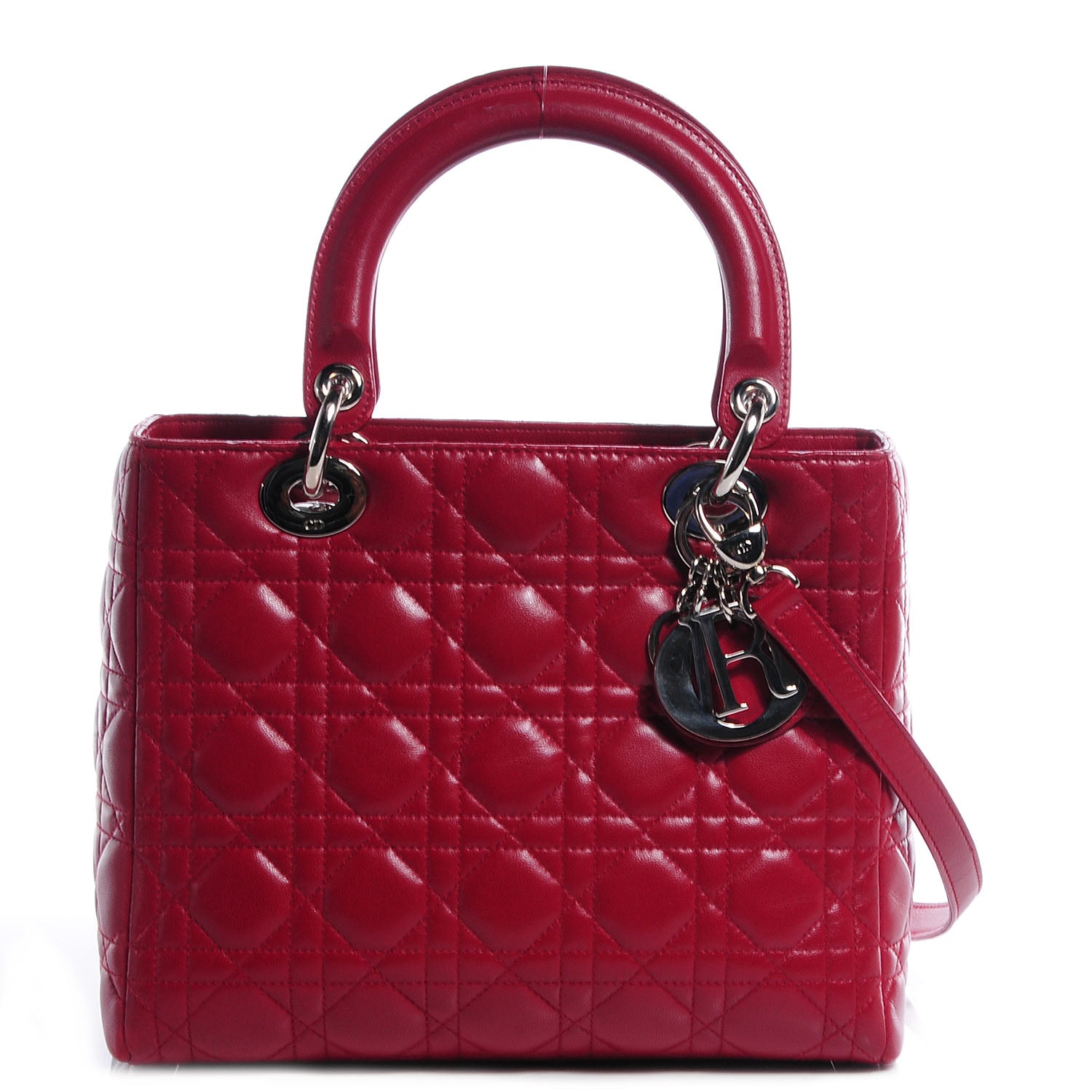 Christian Dior Lambskin Cannage Medium Lady Dior Cranberry 1 of 9