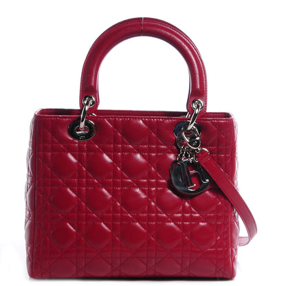 Christian Dior Lambskin Cannage Medium Lady Dior Cranberry 1 of 9
