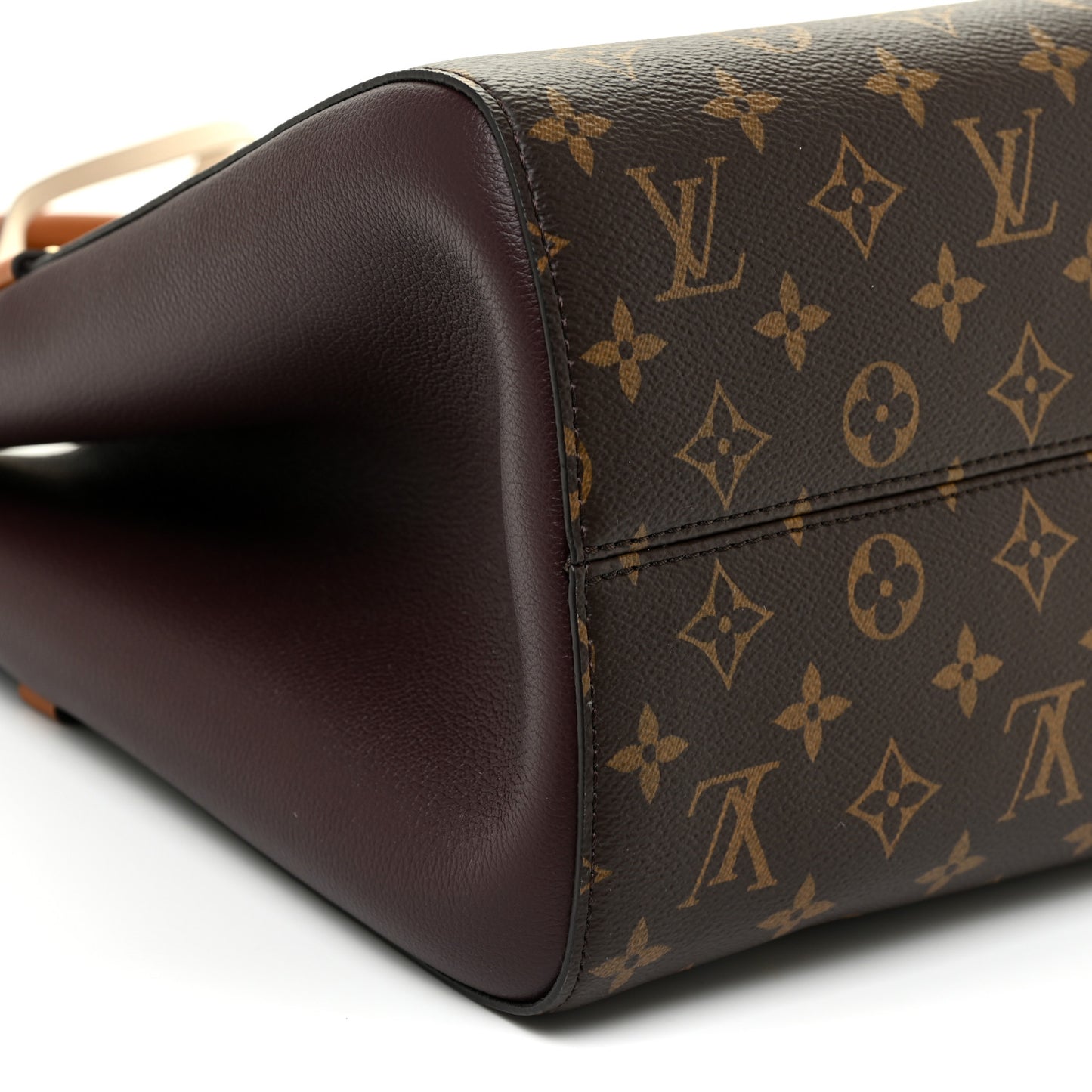 Calfskin Monogram Fold Tote MM Black Wine Cream