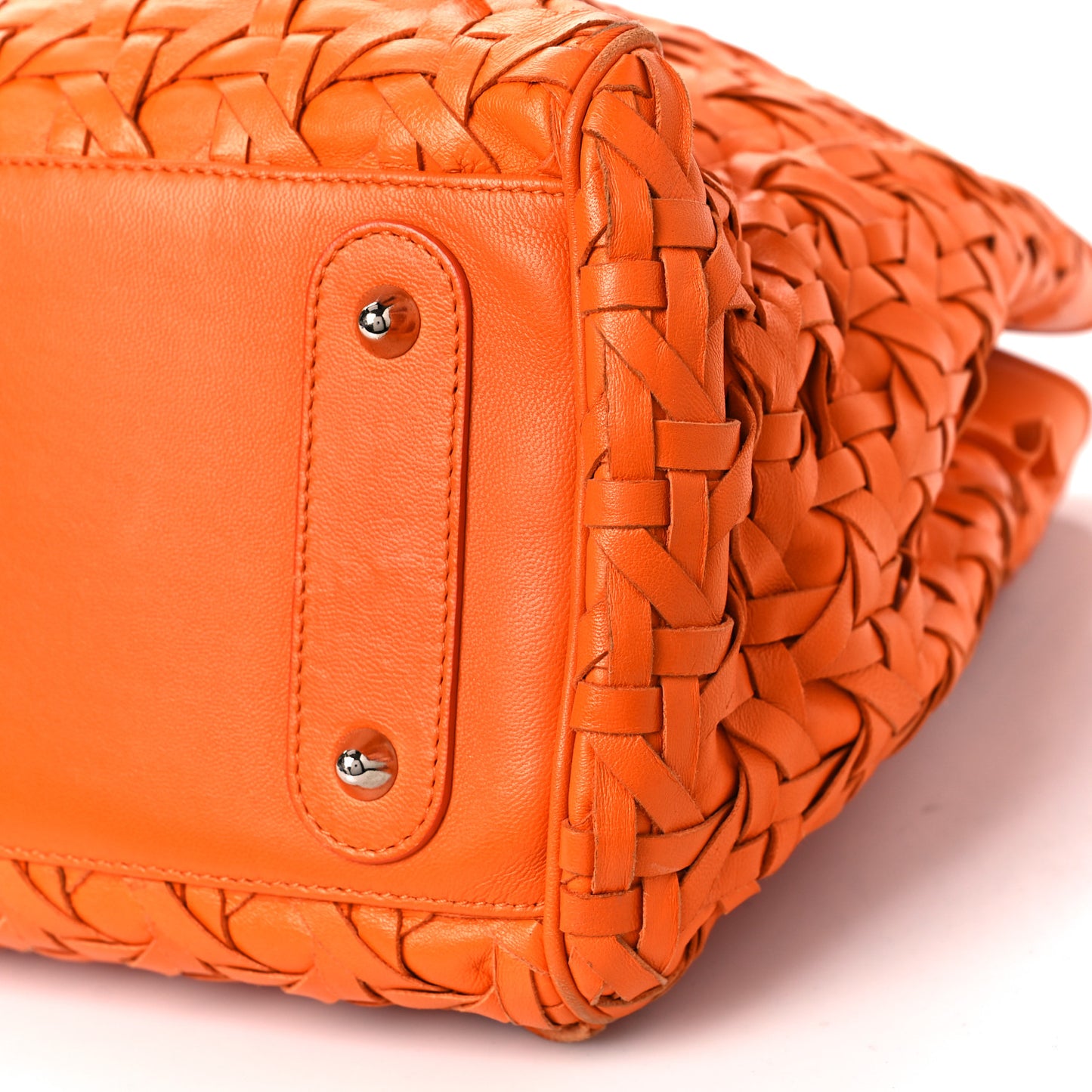Lambskin Woven Lady Dior Avenue Tote Orange