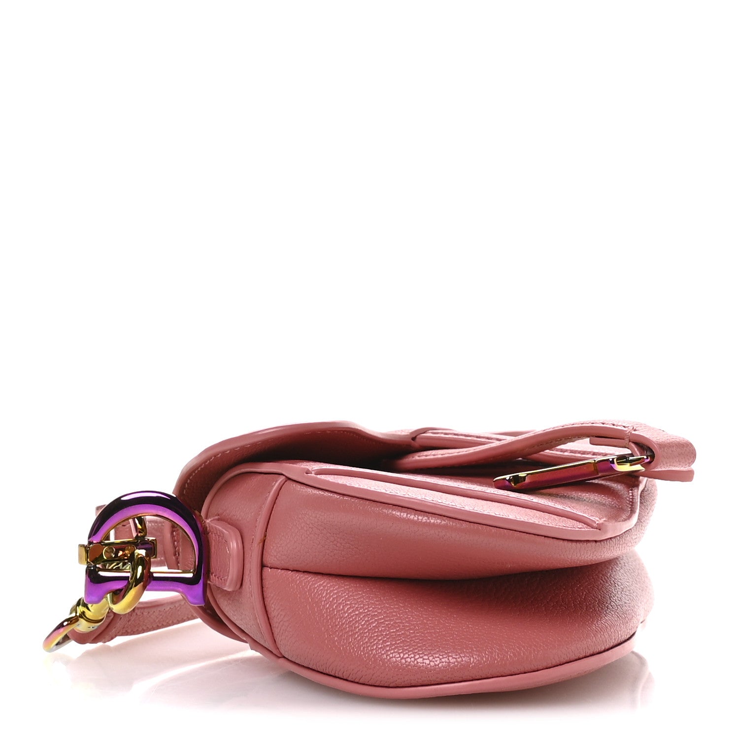 Christian Dior Goatskin Micro Saddle Bag With Strap Coral Powder 4 of 11