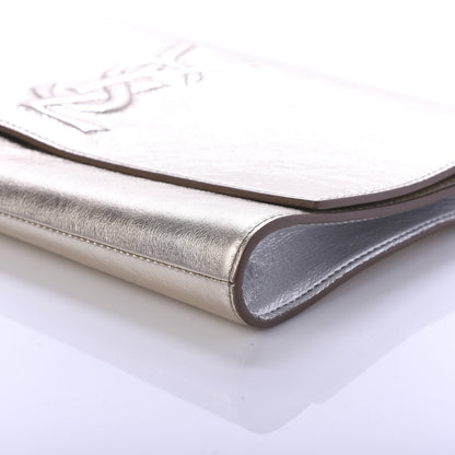 Saint Laurent Metallic Calfskin Monogram Large Belle De Jour Clutch Silver 7 of 9