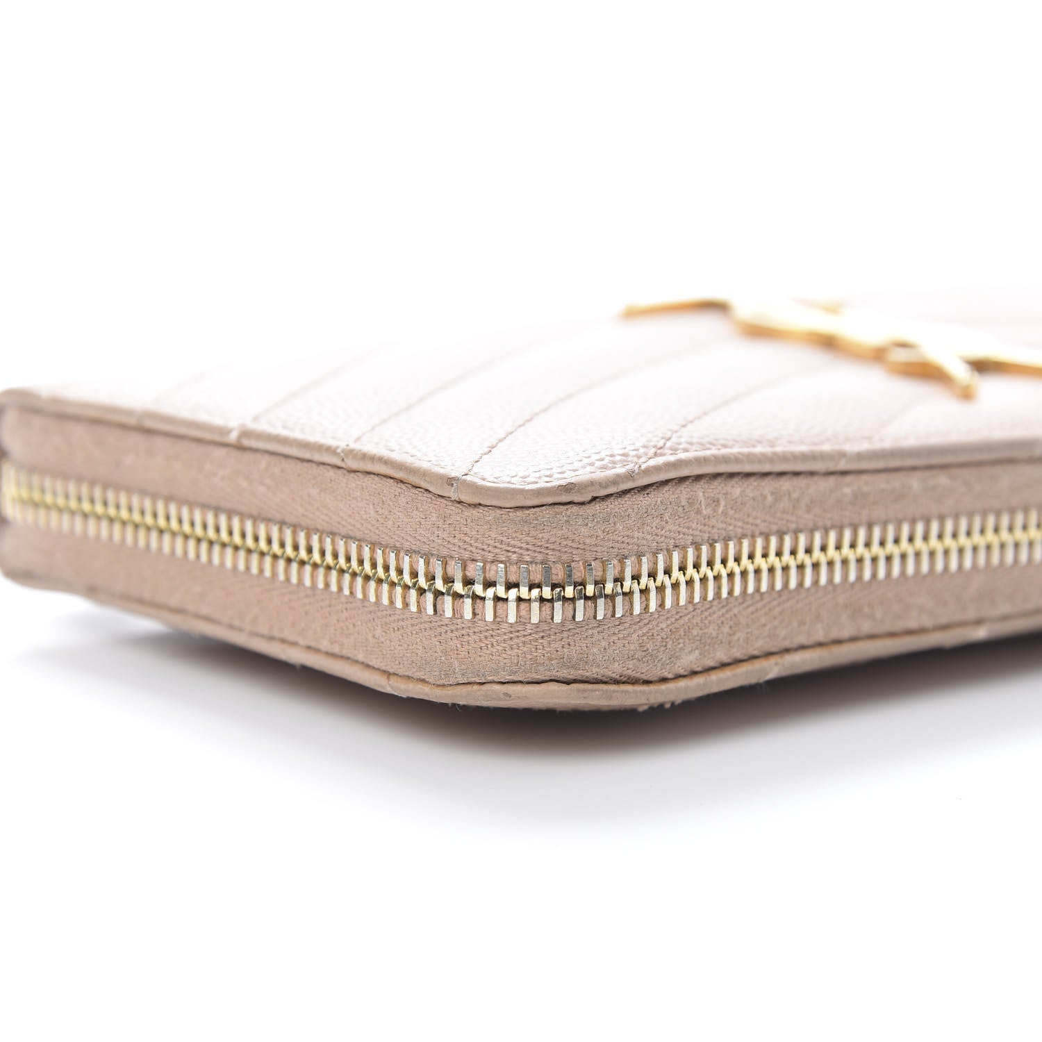 Saint Laurent Grain De Poudre Matelasse Chevron Monogram Zip Around Wallet Rose Poudre 13 of 14