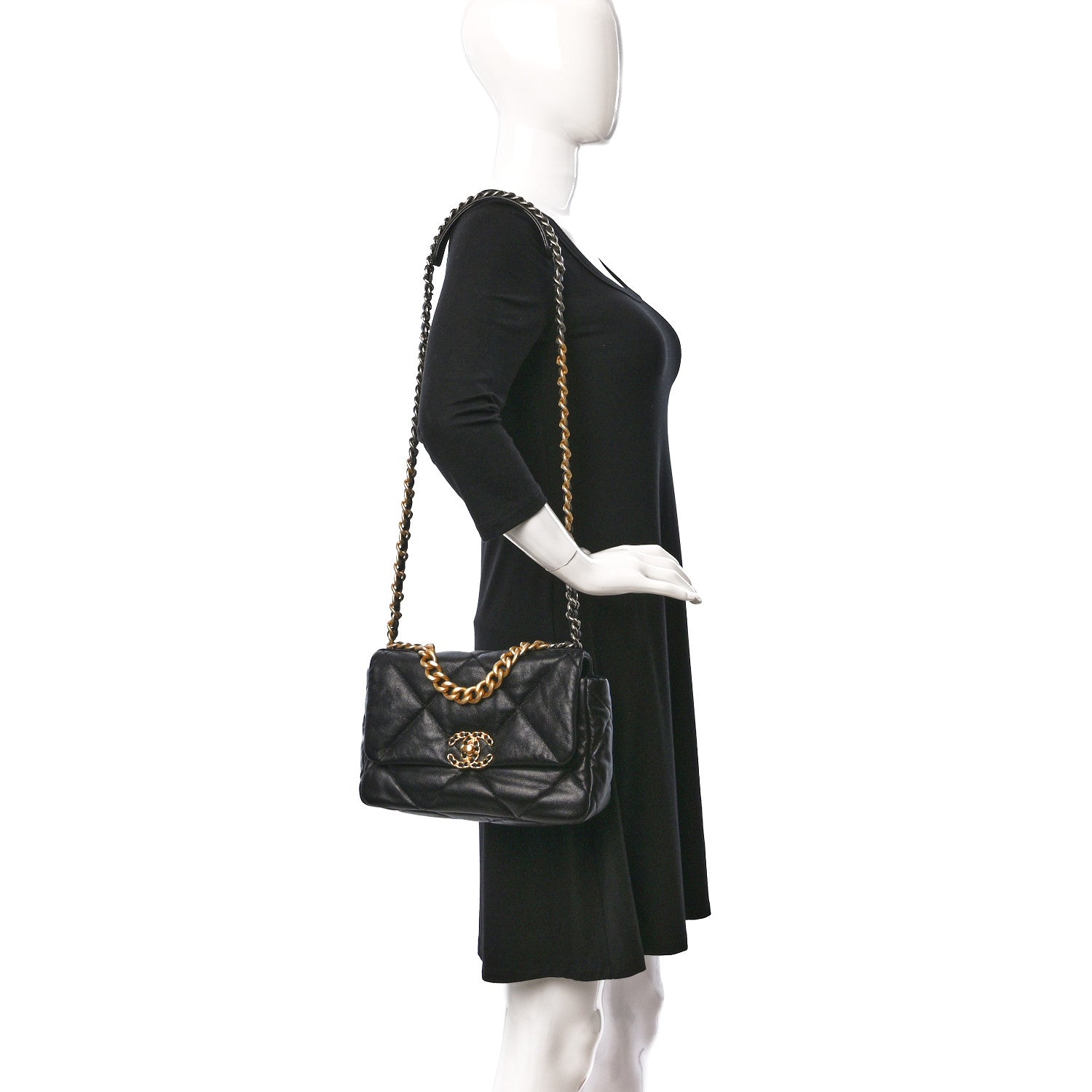 Chanel Lambskin Quilted Medium Chanel 19 Flap Black 2 of 9