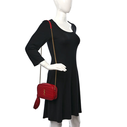 Saint Laurent Grain De Poudre Matelasse Monogram Mini Lou Camera Bag Eros Red 2 of 9