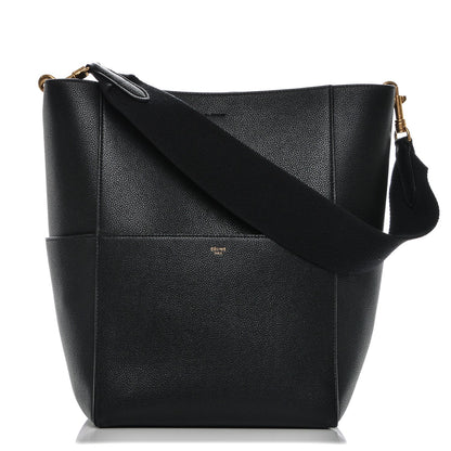 Celine Grained Calfskin Sangle Bucket Bag Black 1 of 6