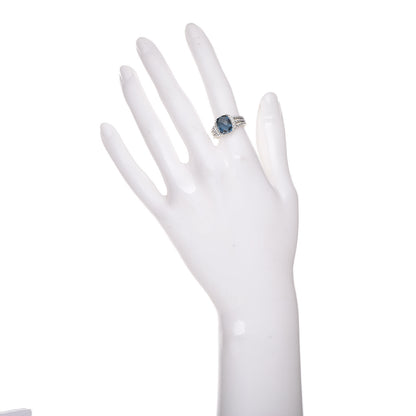 David Yurman Sterling Silver Diamond Hampton Blue Topaz 10mm Petite Wheaton Ring 51 5.75 2 of 5