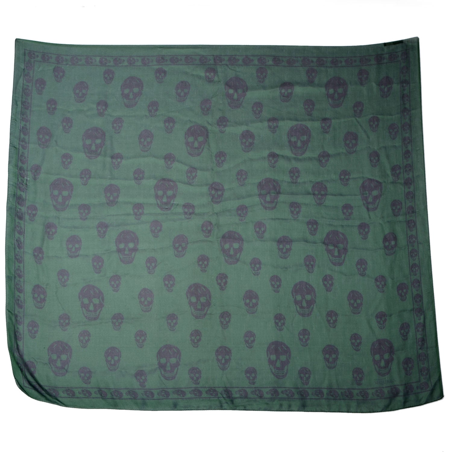 Alexander McQueen Silk Chiffon Skull Scarf Green 3 of 6