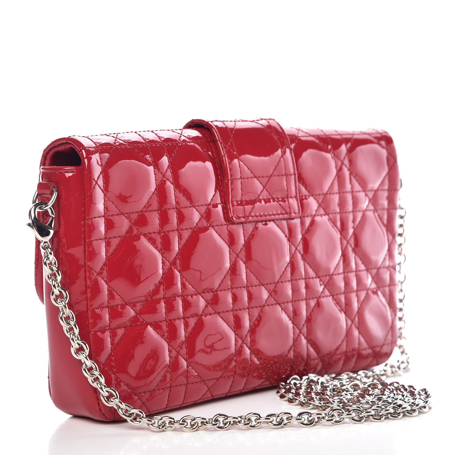 Christian Dior Patent Cannage New Lock Pouch Red 3 of 12