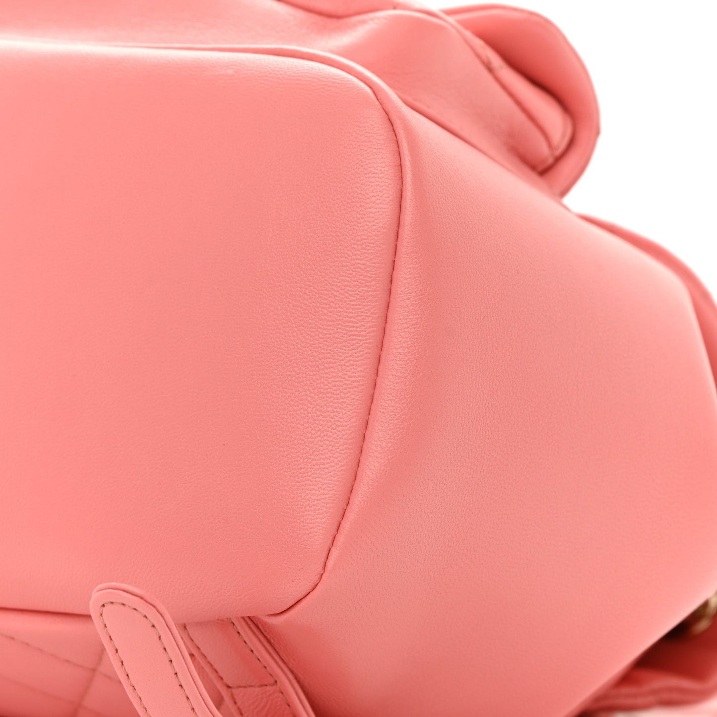 Lambskin Quilted Small Duma Drawstring Backpack Pink