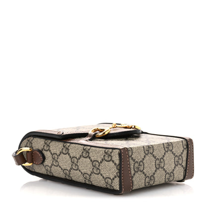 Gucci GG Supreme Monogram Mini Horsebit 1955 Crossbody Bag Beige Brown Sugar 4 of 12