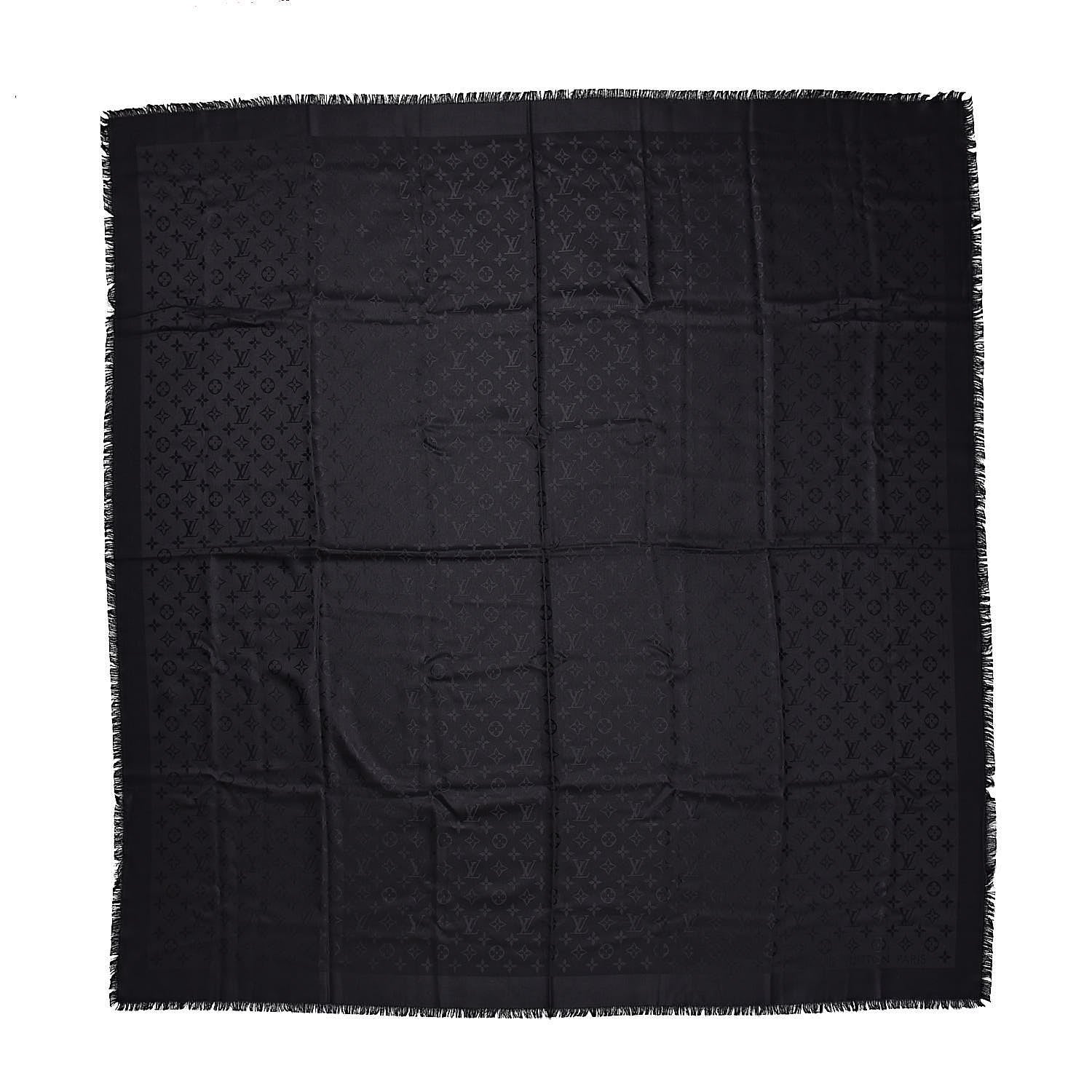 Louis Vuitton Silk Wool Monogram Shawl Black 1 of 4