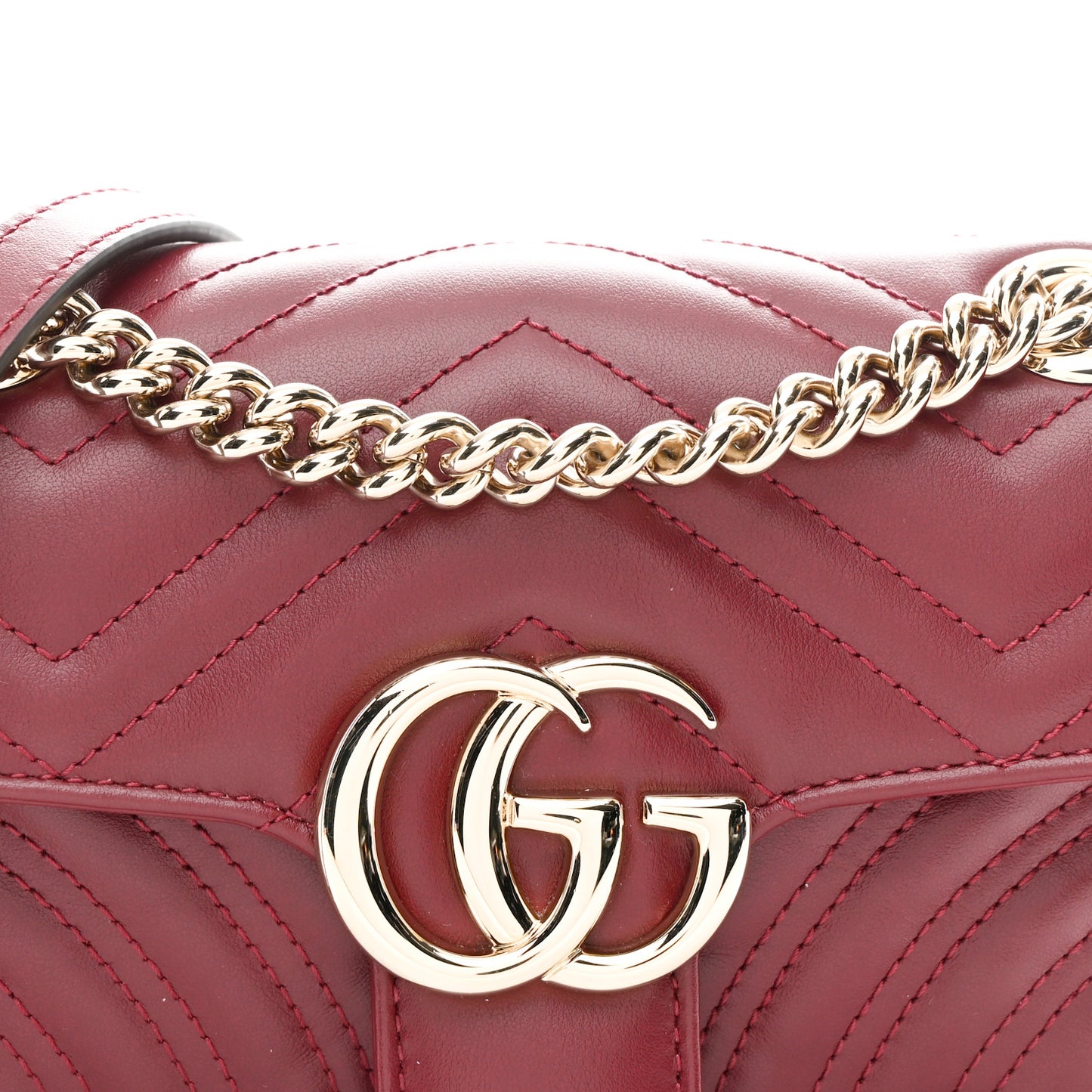 Calfskin Matelasse Mini GG Marmont Shoulder Bag Rosso Ancora