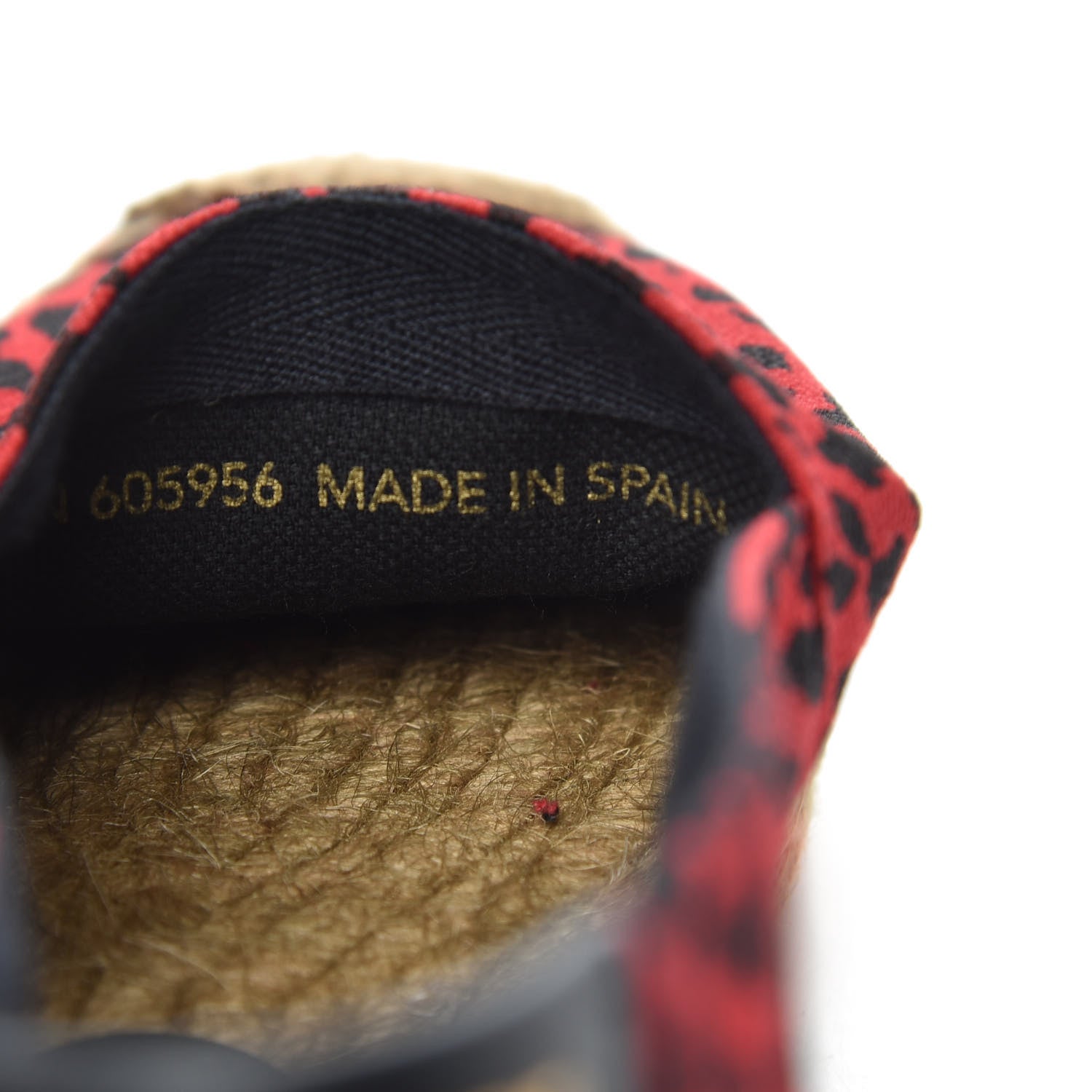Saint Laurent Canvas Leopard Print Espadrilles 37 Red Black 7 of 9