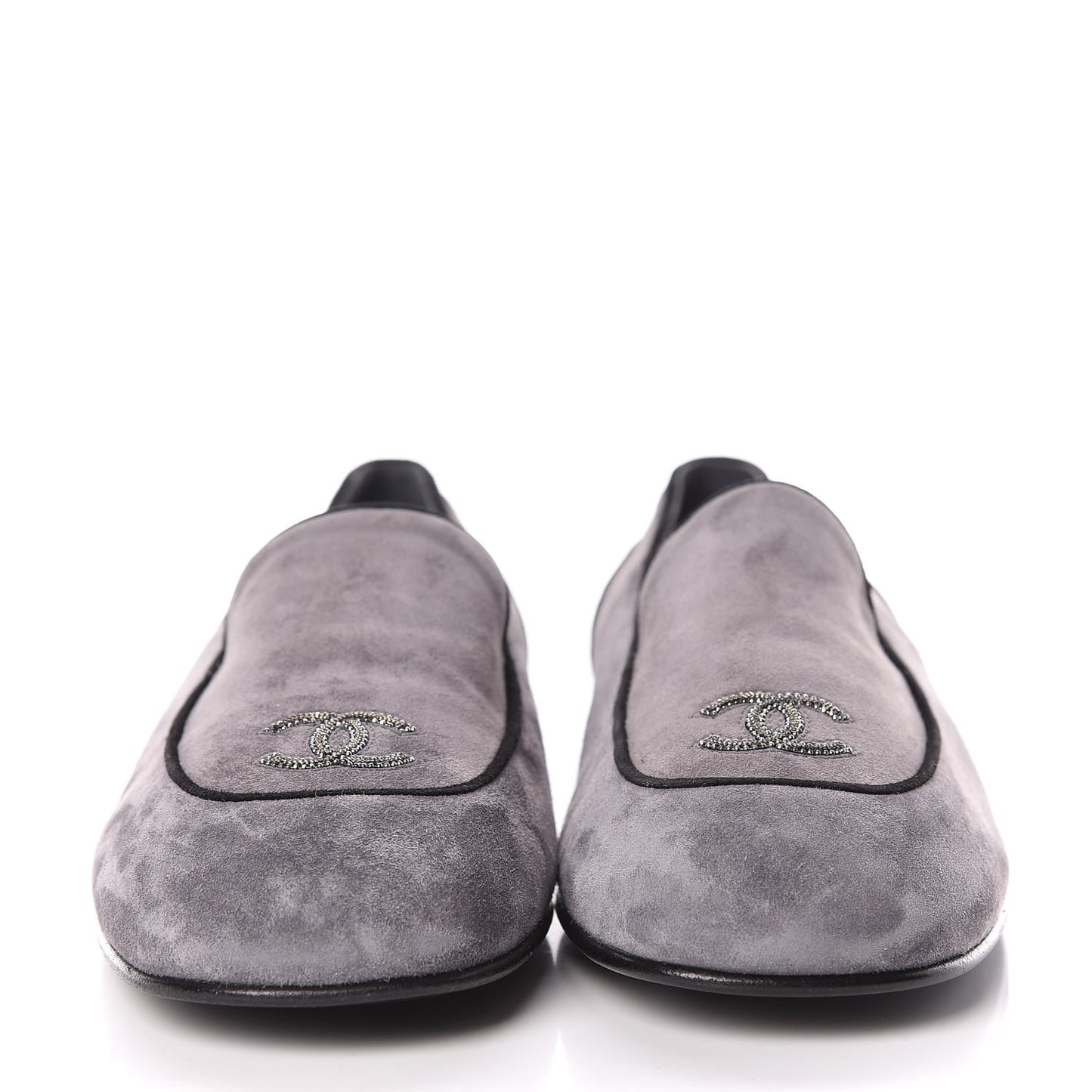 Suede Calfskin Mocassin CC Flats 39 Grey