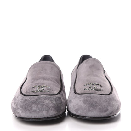Chanel Suede Calfskin Mocassin CC Flats 39 Grey 2 of 7