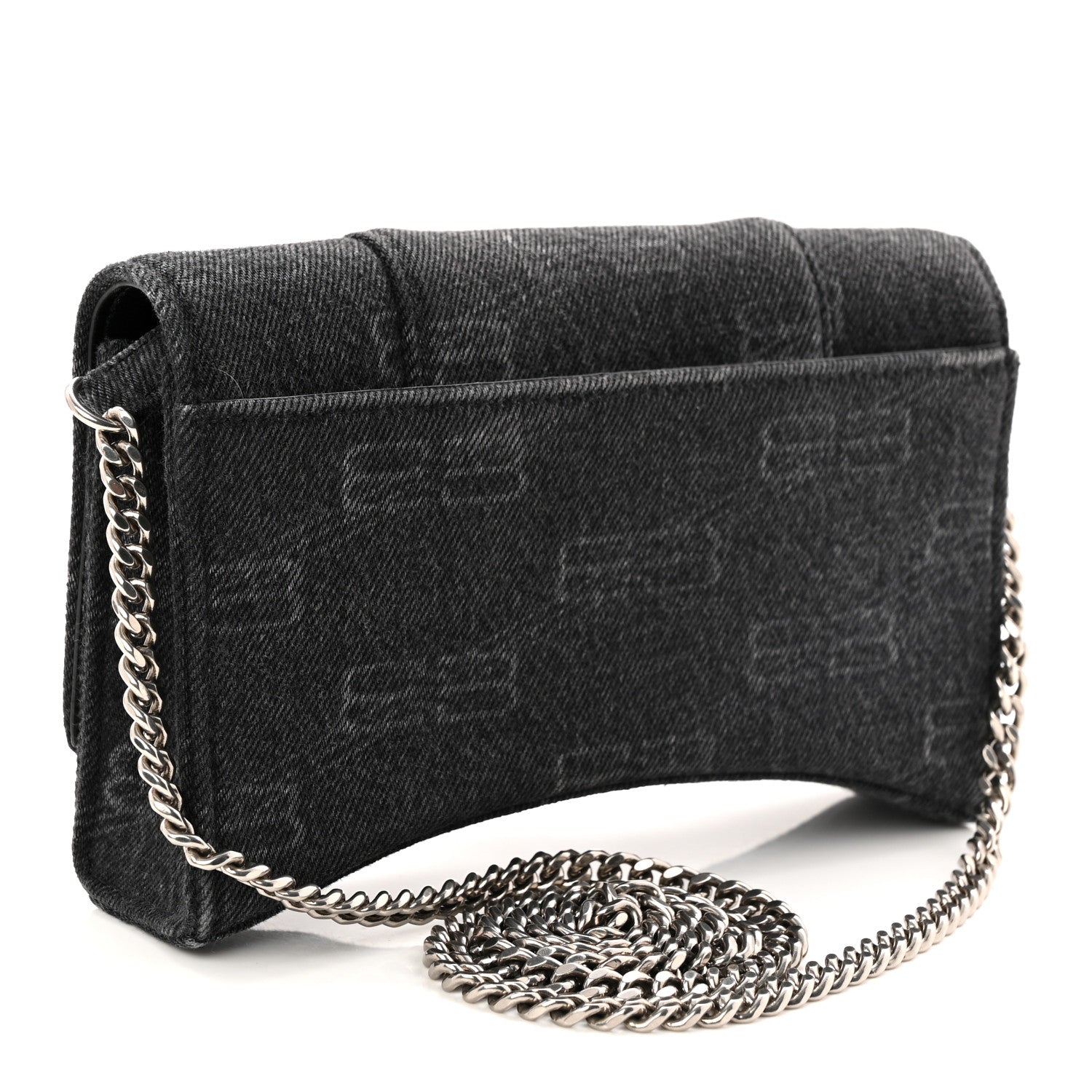 Balenciaga Denim BB Monogram Hourglass Chain Bag Black 3 of 9