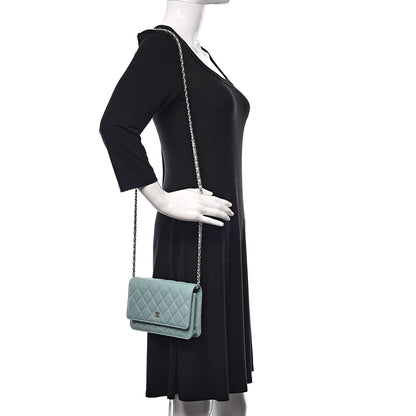 Chanel Caviar Quilted Wallet On Chain WOC Light Blue 2 of 15