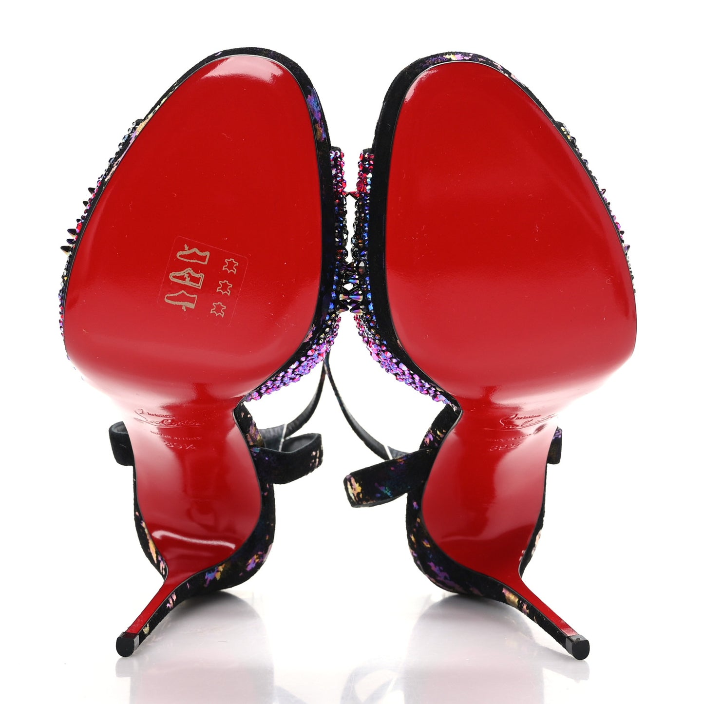 Milky Suede Loubiloo Bling Bang 120 Sandals 39.5 Black Multicolor
