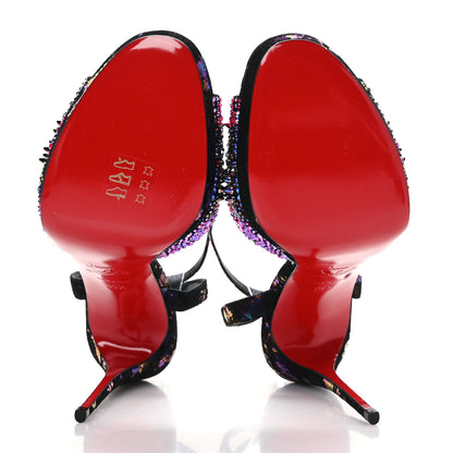 Christian Louboutin Milky Suede Loubiloo Bling Bang 120 Sandals 39.5 Black Multicolor 5 of 7